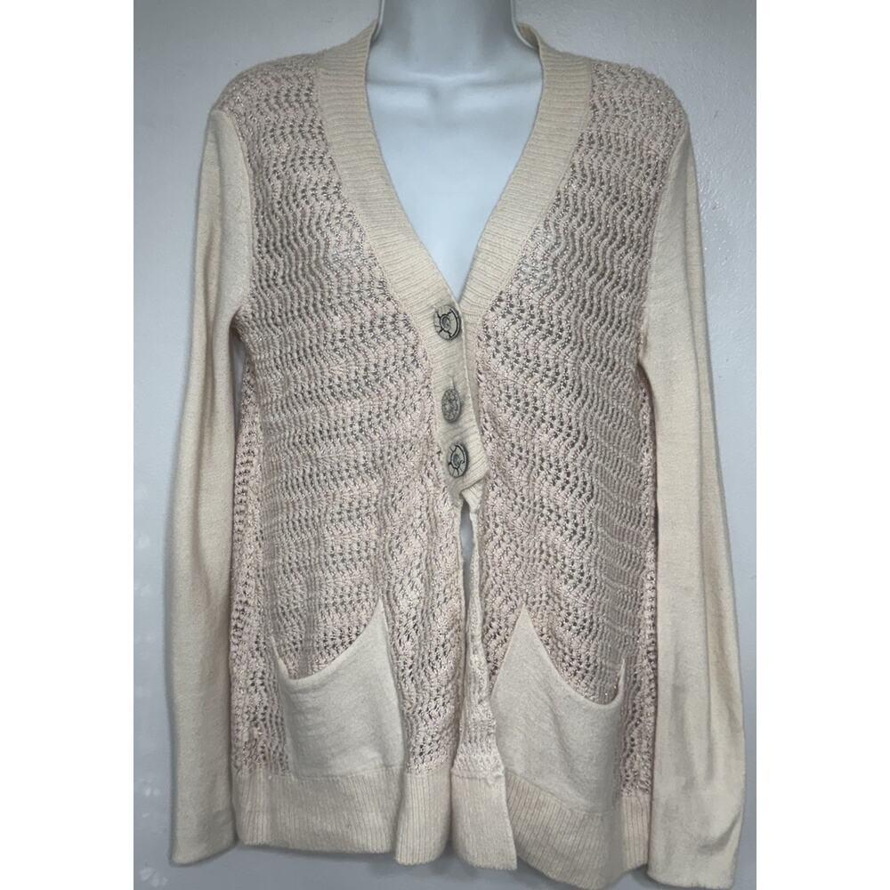 Free People Sweater Women’s Small Cardigan V-Neck Bohemian Sparkle Lightweight